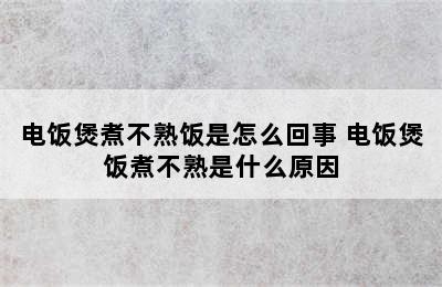 电饭煲煮不熟饭是怎么回事 电饭煲饭煮不熟是什么原因